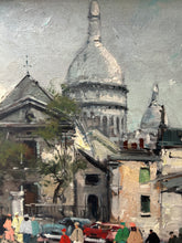 Load image into Gallery viewer, Francois Claver 1918-1961 Mid 20th Century Impressionistic Paris Street Scene Oil painting on canvas Montmartre