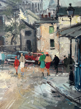 Load image into Gallery viewer, Francois Claver 1918-1961 Mid 20th Century Impressionistic Paris Street Scene Oil painting on canvas Montmartre