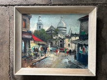 Load image into Gallery viewer, Francois Claver 1918-1961 Mid 20th Century Impressionistic Paris Street Scene Oil painting on canvas Montmartre