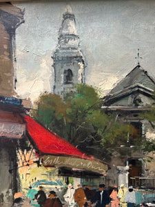 Francois Claver 1918-1961 Mid 20th Century Impressionistic Paris Street Scene Oil painting on canvas Montmartre