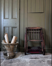 Load image into Gallery viewer, Antique Victorian wooden folding campaign chair with carpet seat