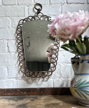 Load image into Gallery viewer, French Mid century vintage wicker hoops hand crafted mirror