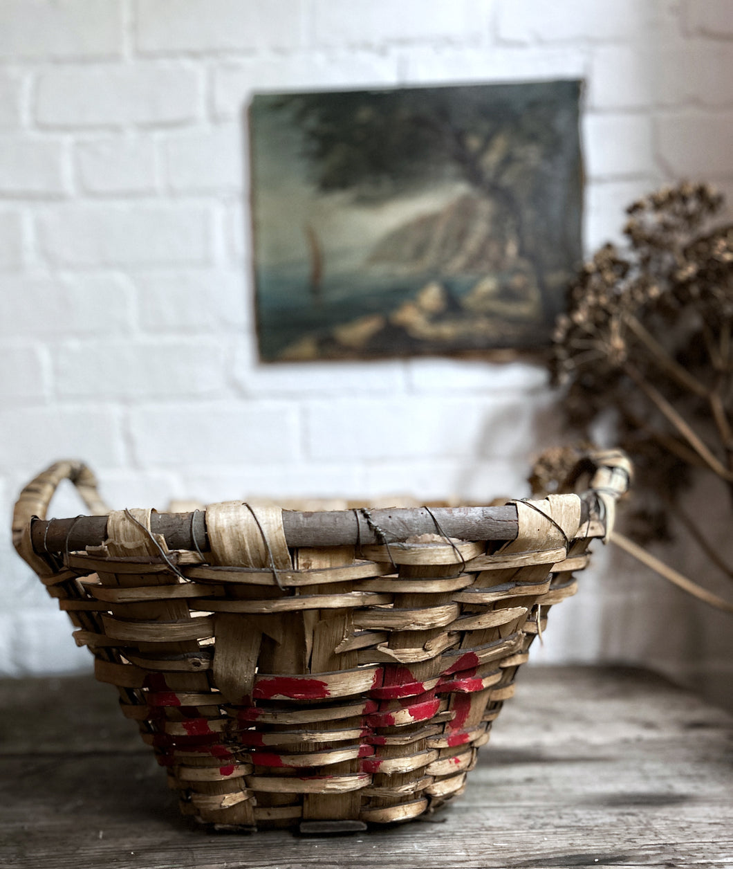 French Rustic Vintage grape harvest basket