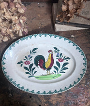 Load image into Gallery viewer, Antique French St Amand pottery cockeral decorative large oval platter plate