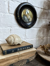 Load image into Gallery viewer, A Vintage folk art hand painted round circular black frame with vintage print