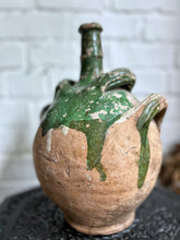 Load image into Gallery viewer, French 19th Century antique Provence green glazed gargoulette water jug