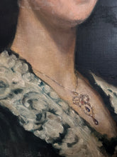 Load image into Gallery viewer, French 19th Century antique dark portrait oil painting on canvas