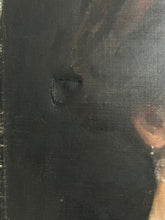 Load image into Gallery viewer, French 19th Century antique dark portrait oil painting on canvas