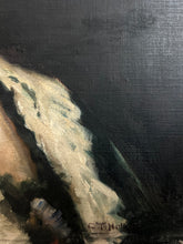 Load image into Gallery viewer, French 19th Century antique dark portrait oil painting on canvas