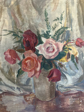 Load image into Gallery viewer, French Early 20th century 1920&#39;s floral still life large oil painting in decorative gilt frame