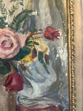 Load image into Gallery viewer, French Early 20th century 1920&#39;s floral still life large oil painting in decorative gilt frame