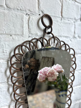 Load image into Gallery viewer, French Mid century vintage wicker hoops hand crafted mirror
