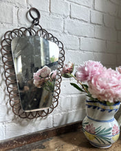 Load image into Gallery viewer, French Mid century vintage wicker hoops hand crafted mirror