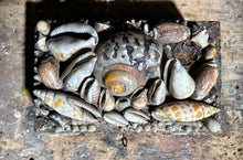 Load image into Gallery viewer, French antique Napoleon III wooden shell covered souvenir box with key