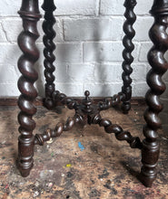 Load image into Gallery viewer, French antique Breton carved oak barley twist stool