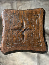 Load image into Gallery viewer, French antique Breton carved oak barley twist stool