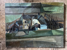 Load image into Gallery viewer, French antique early 20th Century signed Cubist abstract landscape oil painting on canvas