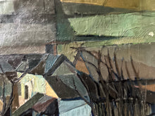 Load image into Gallery viewer, French antique early 20th Century signed Cubist abstract landscape oil painting on canvas