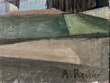 Load image into Gallery viewer, French antique early 20th Century signed Cubist abstract landscape oil painting on canvas