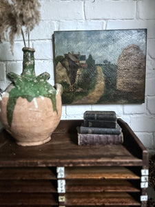 French antique early 20th Century landscape oil painting on canvas signed and dated 1924