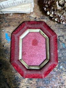 French antique red velvet hexagonal photo picture frame