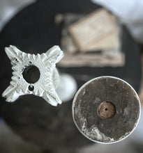 Load image into Gallery viewer, French antique wooden carved painted church altar acanthus leaf candlesticks