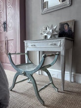 Load image into Gallery viewer, Antique painted 19th century French Curule stool with scroll handles