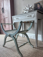 Load image into Gallery viewer, Antique painted 19th century French Curule stool with scroll handles