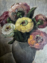 Load image into Gallery viewer, French floral still life vintage oil painting on board signed