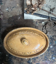 Load image into Gallery viewer, French glazed vintage yellow mustard stoneware terrine