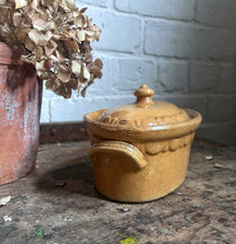 Load image into Gallery viewer, French glazed vintage yellow mustard stoneware terrine