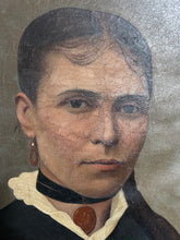 Load image into Gallery viewer, French late 19th Century Antique female portrait oil painting on canvas