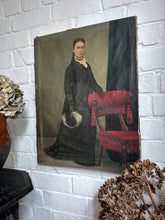 Load image into Gallery viewer, French late 19th Century Antique society lady oil painting portrait on canvas