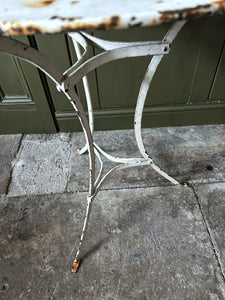 Antique French metal Arras style white painted garden bistro side table