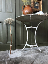 Load image into Gallery viewer, Vintage French metal Arras style white painted garden bistro side table