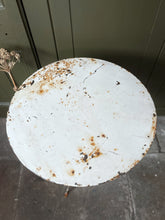 Load image into Gallery viewer, Antique French metal Arras style white painted garden bistro side table