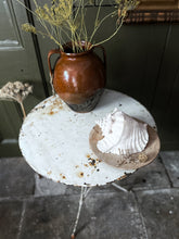 Load image into Gallery viewer, Vintage French metal Arras style white painted garden bistro side table