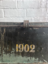 Load image into Gallery viewer, French pressed metal numbered dated 1902 deed storage box