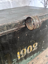 Load image into Gallery viewer, French pressed metal numbered dated 1902 deed storage box