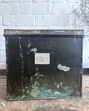 Load image into Gallery viewer, French pressed metal dated numbered 1905 deed storage box