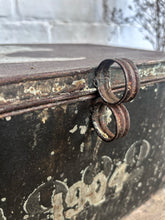 Load image into Gallery viewer, French pressed metal dated numbered 1905 deed storage box