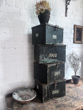 Load image into Gallery viewer, French pressed metal numbered dated 1902 deed storage box