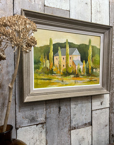 Vintage Mid 20th Century French provencal landscape oil painting on canvas signed and dated