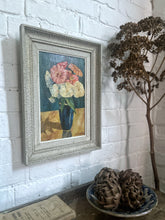 Load image into Gallery viewer, French vintage Mid Century floral still life oil painting on canvas dated 1946