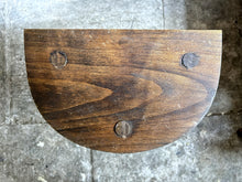 Load image into Gallery viewer, Vintage French demi lune bobbin tripod 3 legged wooden stool