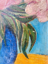 Load image into Gallery viewer, French vintage signed &amp; dated still life floral oil painting on canvas in Montparnasse frame
