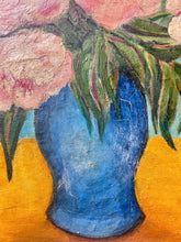 Load image into Gallery viewer, French vintage signed &amp; dated still life floral oil painting on canvas in Montparnasse frame