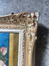 Load image into Gallery viewer, French vintage signed &amp; dated still life floral oil painting on canvas in Montparnasse frame
