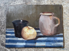 Load image into Gallery viewer, French vintage still life oil painting on wooden board