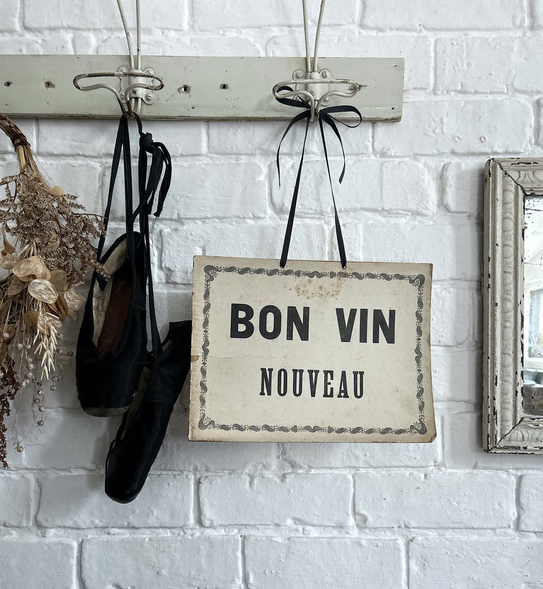 Vintage french wine vineyard advertising sign on card